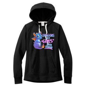 Dragons Are A Girl's Best Friend Cute Baby Dragon Women's Fleece Hoodie