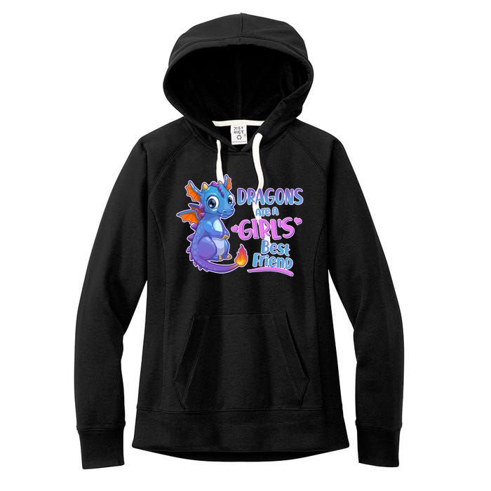 Dragons Are A Girl's Best Friend Cute Baby Dragon Women's Fleece Hoodie