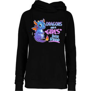 Dragons Are A Girl's Best Friend Cute Baby Dragon Womens Funnel Neck Pullover Hood