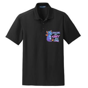 Dragons Are A Girl's Best Friend Cute Baby Dragon Dry Zone Grid Polo