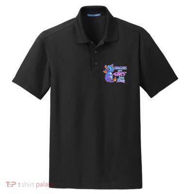 Dragons Are A Girl's Best Friend Cute Baby Dragon Dry Zone Grid Polo