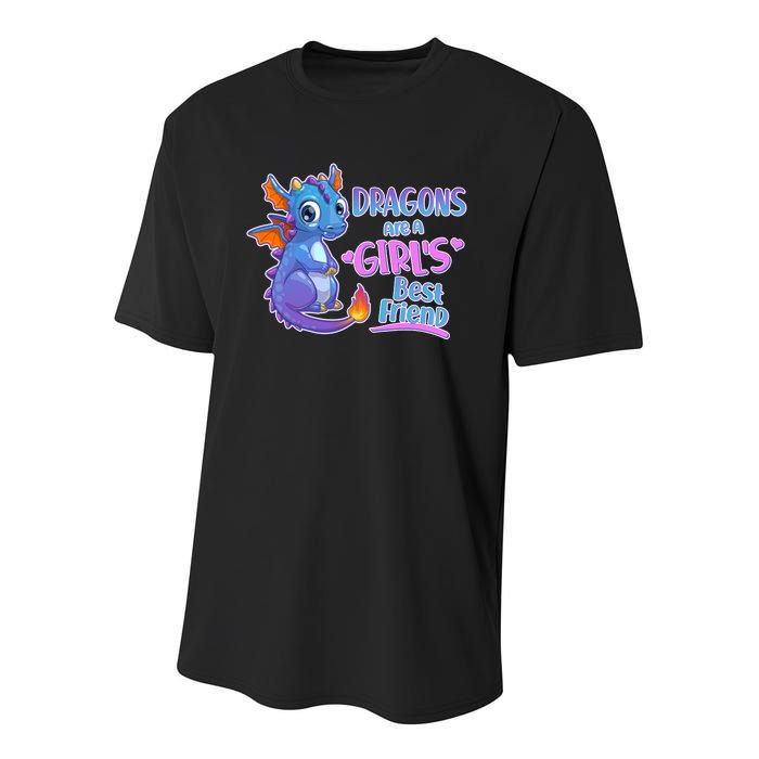 Dragons Are A Girl's Best Friend Cute Baby Dragon Youth Performance Sprint T-Shirt