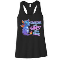 Dragons Are A Girl's Best Friend Cute Baby Dragon Women's Racerback Tank