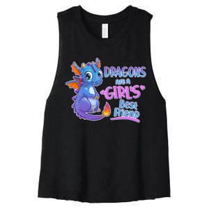 Dragons Are A Girl's Best Friend Cute Baby Dragon Women's Racerback Cropped Tank