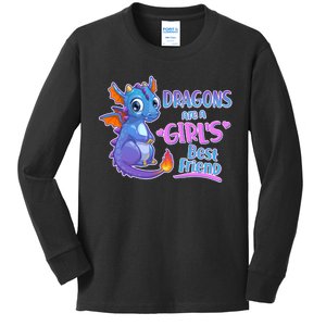 Dragons Are A Girl's Best Friend Cute Baby Dragon Kids Long Sleeve Shirt