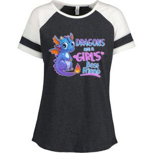 Dragons Are A Girl's Best Friend Cute Baby Dragon Enza Ladies Jersey Colorblock Tee