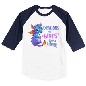 Dragons Are A Girl's Best Friend Cute Baby Dragon Baseball Sleeve Shirt