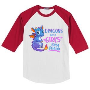 Dragons Are A Girl's Best Friend Cute Baby Dragon Kids Colorblock Raglan Jersey