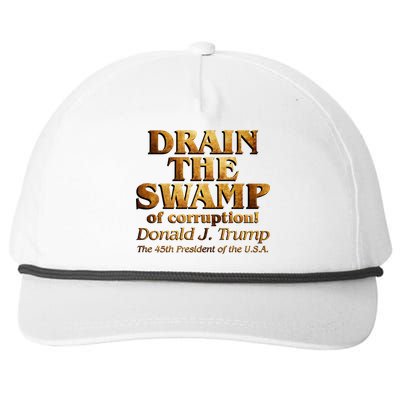 Drain The Swamp of Corruption! Donald Trump 45th President Snapback Five-Panel Rope Hat