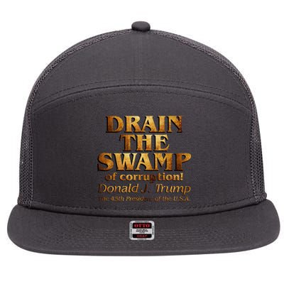 Drain The Swamp of Corruption! Donald Trump 45th President 7 Panel Mesh Trucker Snapback Hat