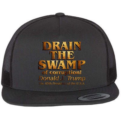 Drain The Swamp of Corruption! Donald Trump 45th President Flat Bill Trucker Hat