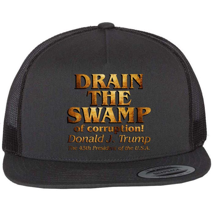 Drain The Swamp of Corruption! Donald Trump 45th President Flat Bill Trucker Hat