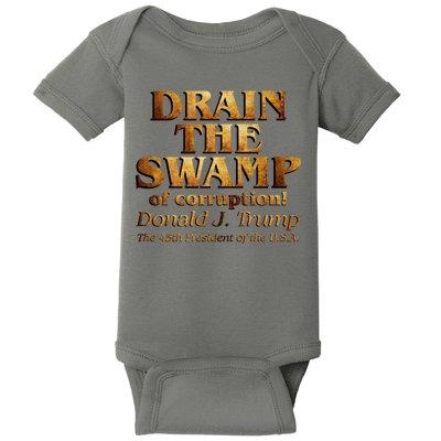 Drain The Swamp of Corruption! Donald Trump 45th President Baby Bodysuit