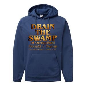 Drain The Swamp of Corruption! Donald Trump 45th President Performance Fleece Hoodie