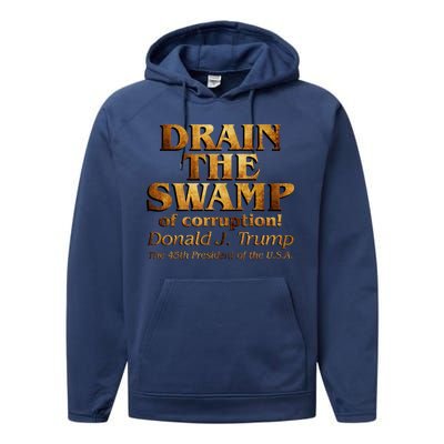 Drain The Swamp of Corruption! Donald Trump 45th President Performance Fleece Hoodie