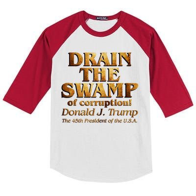 Drain The Swamp of Corruption! Donald Trump 45th President Kids Colorblock Raglan Jersey