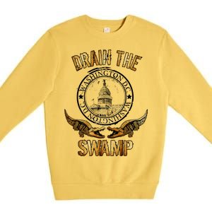 Drain The Swamp Washington DC Alligator Logo Trump Premium Crewneck Sweatshirt