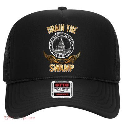 Drain The Swamp Washington DC Alligator Logo Trump High Crown Mesh Back Trucker Hat