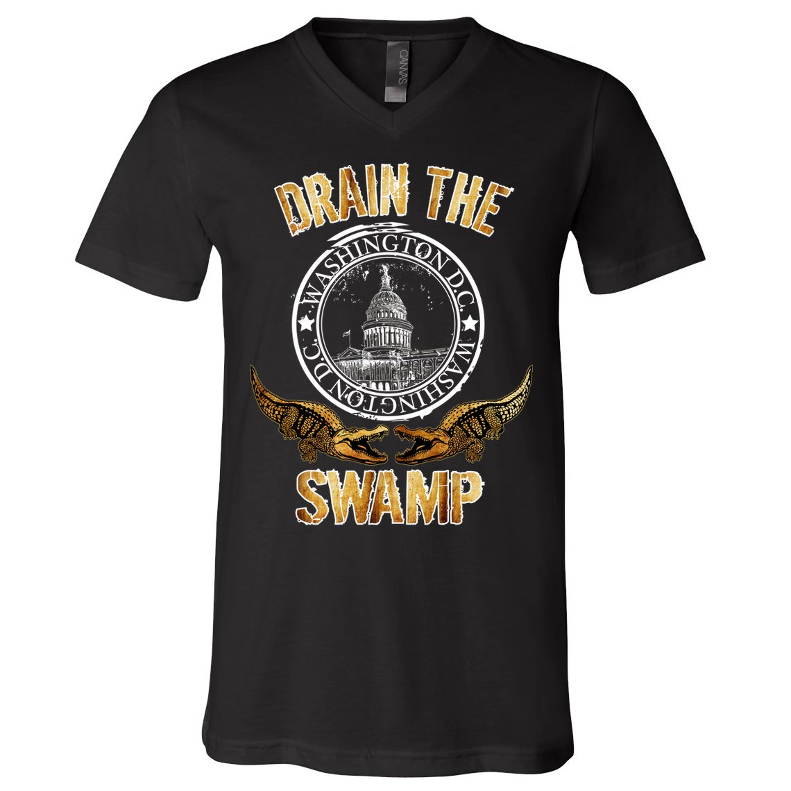 Drain The Swamp Washington DC Alligator Logo Trump V-Neck T-Shirt