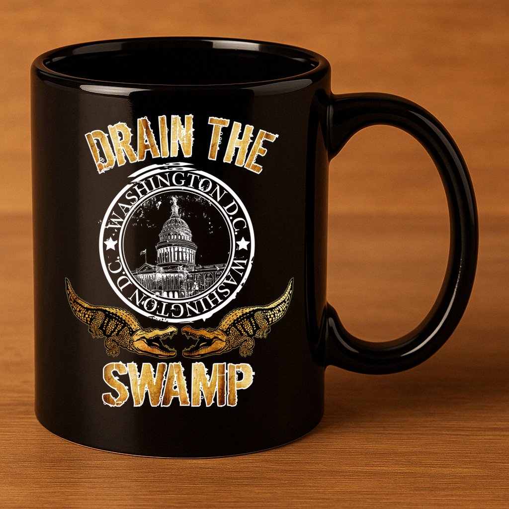 Drain The Swamp Washington DC Alligator Logo Trump 11oz C Handle Ceramic Mug