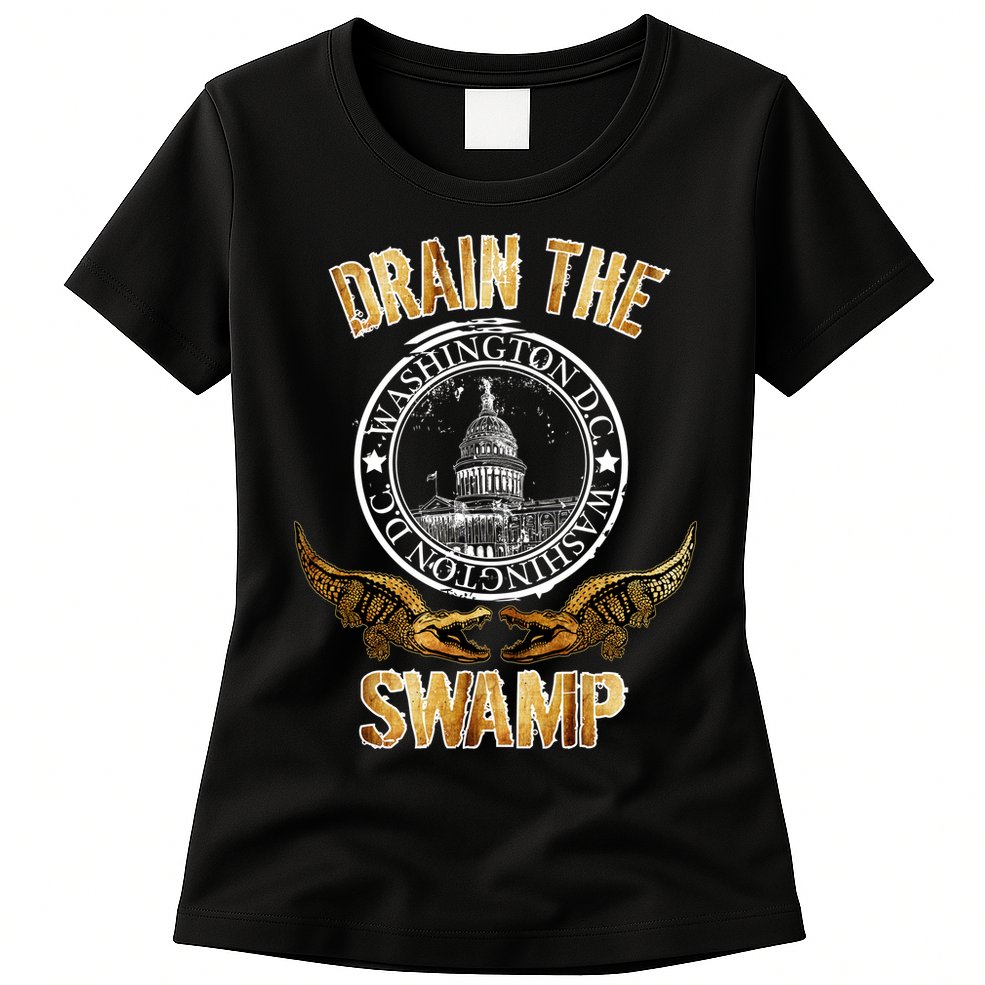 Drain The Swamp Washington DC Alligator Logo Trump Womens T-Shirt