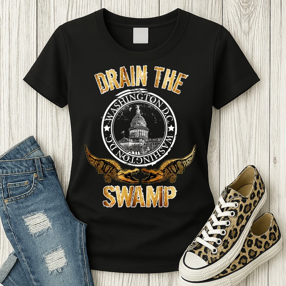 Drain The Swamp Washington DC Alligator Logo Trump Womens T-Shirt