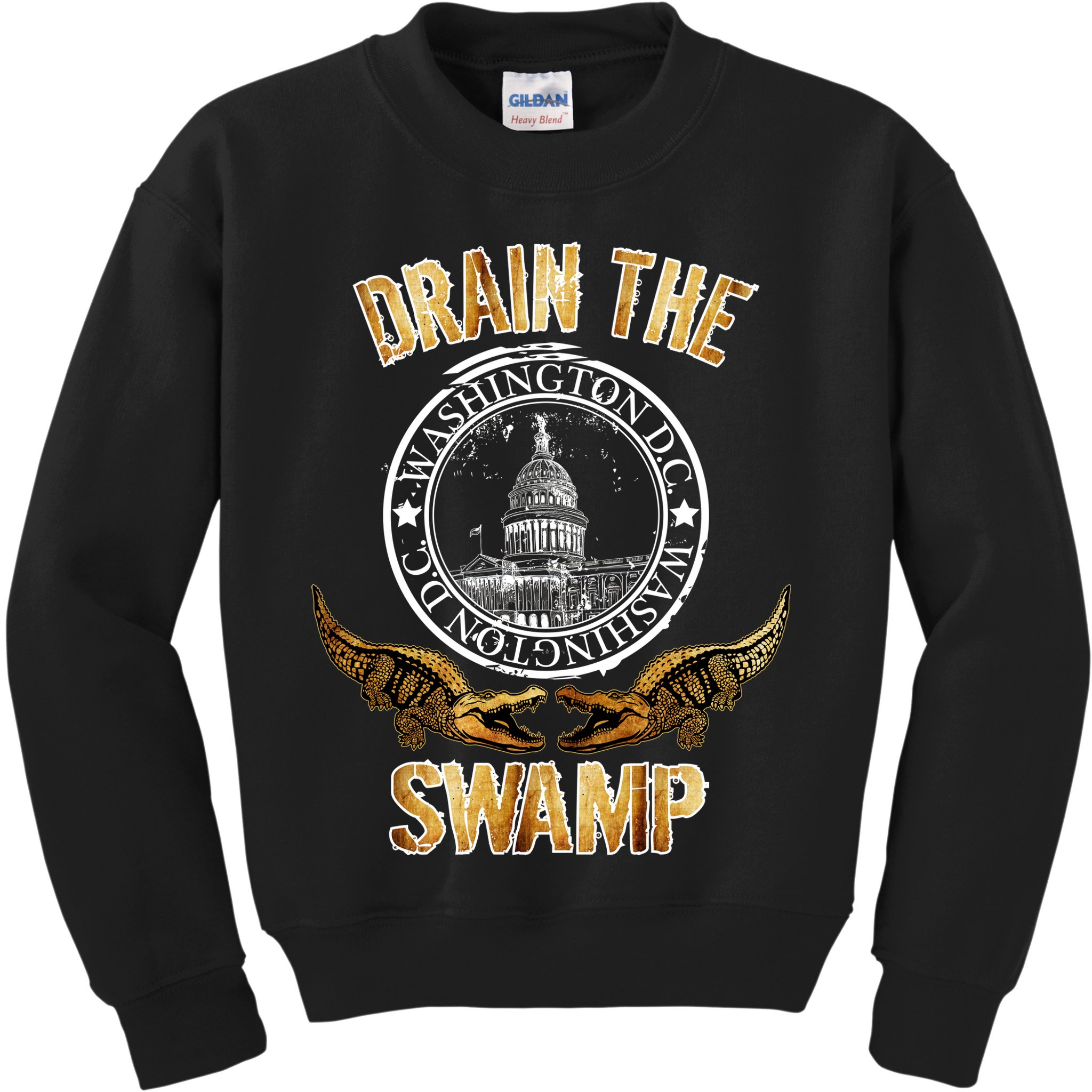 Drain The Swamp Washington DC Alligator Logo Trump Kids Sweatshirt