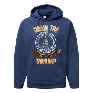 Drain The Swamp Washington DC Alligator Logo Trump Performance Fleece Hoodie