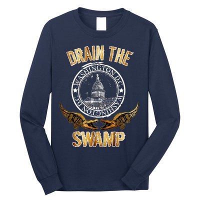 Drain The Swamp Washington DC Alligator Logo Trump Long Sleeve Shirt