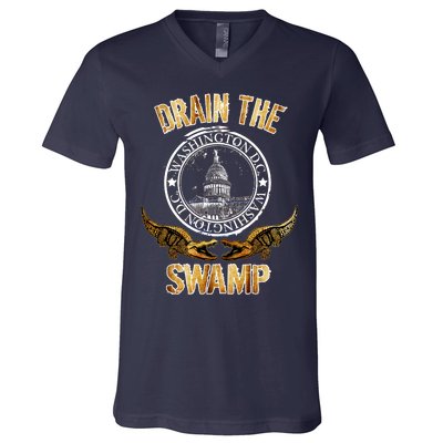 Drain The Swamp Washington DC Alligator Logo Trump V-Neck T-Shirt