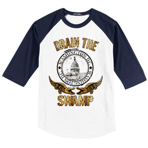 Drain The Swamp Washington DC Alligator Logo Trump Baseball Sleeve Shirt