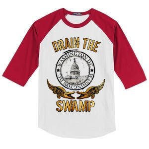 Drain The Swamp Washington DC Alligator Logo Trump Kids Colorblock Raglan Jersey