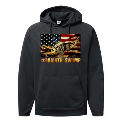 Drain The Swamp Washington DC Donald Trump President Performance Fleece Hoodie