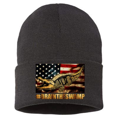 Drain The Swamp Washington DC Donald Trump President Sustainable Knit Beanie