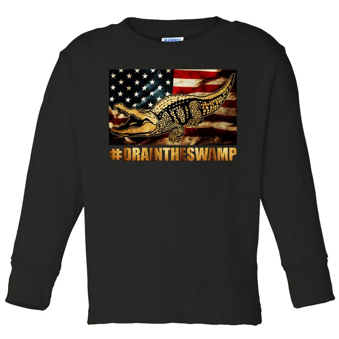 Drain The Swamp Washington DC Donald Trump President Toddler Long Sleeve Shirt