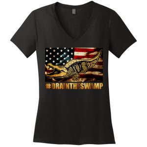 Drain The Swamp Washington DC Donald Trump President Women's V-Neck T-Shirt