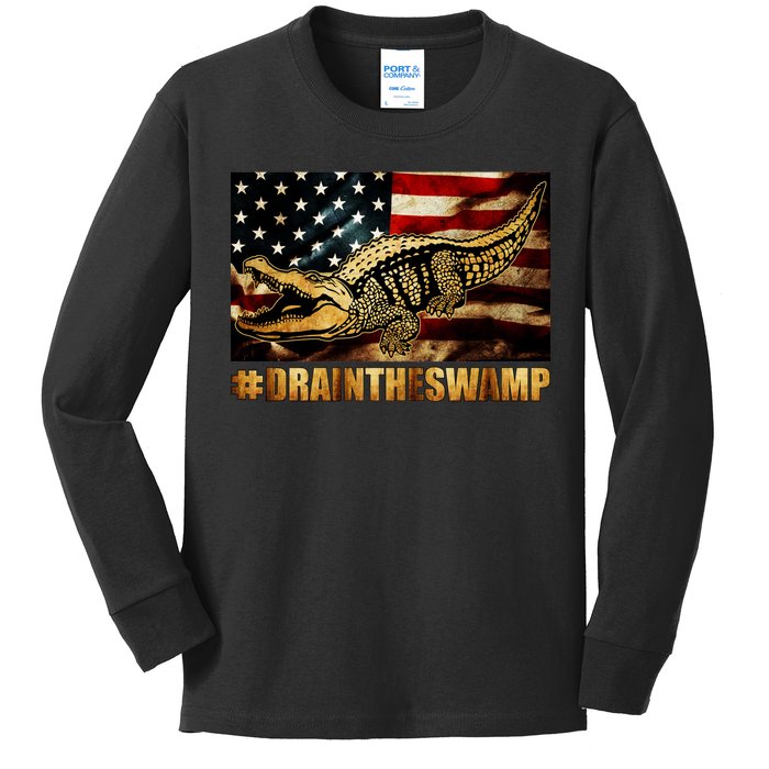 Drain The Swamp Washington DC Donald Trump President Kids Long Sleeve Shirt