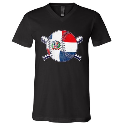 Dominican Republic Baseball Dominicana V-Neck T-Shirt