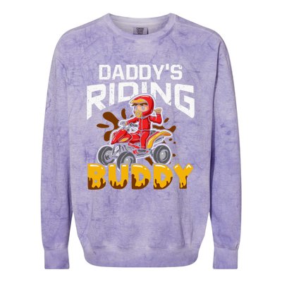 Daddy's Riding Buddy Funny ATV 4Wheeler Quad Biker Colorblast Crewneck Sweatshirt