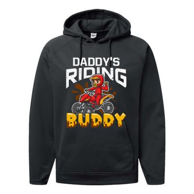 Daddy's Riding Buddy Funny ATV 4Wheeler Quad Biker Performance Fleece Hoodie