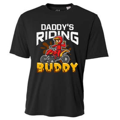 Daddy's Riding Buddy Funny ATV 4Wheeler Quad Biker Cooling Performance Crew T-Shirt