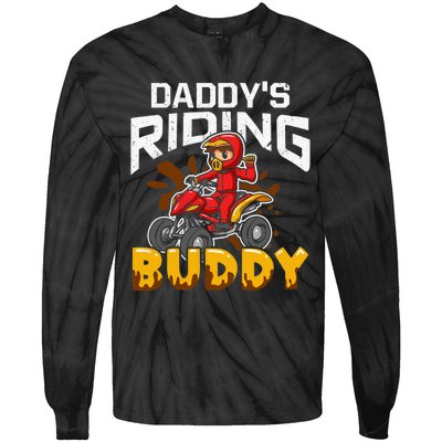 Daddy's Riding Buddy Funny ATV 4Wheeler Quad Biker Tie-Dye Long Sleeve Shirt