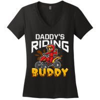 Daddy's Riding Buddy Funny ATV 4Wheeler Quad Biker Women's V-Neck T-Shirt