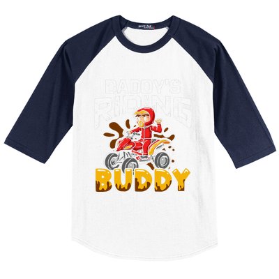 Daddy's Riding Buddy Funny ATV 4Wheeler Quad Biker Baseball Sleeve Shirt