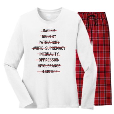 Don’T Racism Bigotry Patriarchy White Supremacy Inequality Oppression Women's Long Sleeve Flannel Pajama Set 