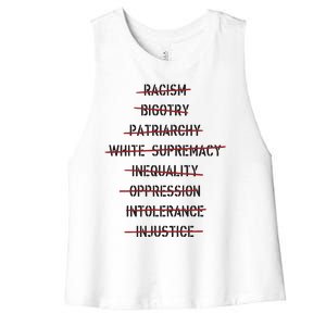 Don’T Racism Bigotry Patriarchy White Supremacy Inequality Oppression Women's Racerback Cropped Tank