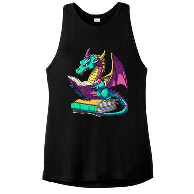 Dragon Reading Book Ladies PosiCharge Tri-Blend Wicking Tank