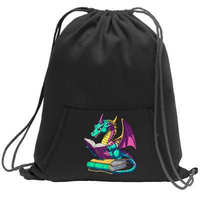 Dragon Reading Book Sweatshirt Cinch Pack Bag