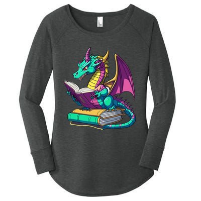 Dragon Reading Book Women's Perfect Tri Tunic Long Sleeve Shirt