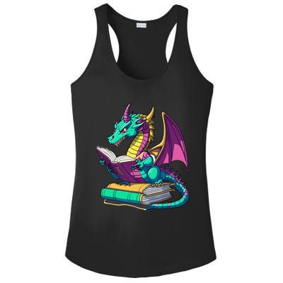 Dragon Reading Book Ladies PosiCharge Competitor Racerback Tank